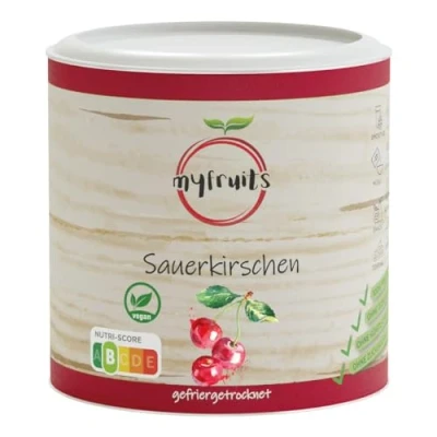 Afbeelding van myfruits® Zuurkersen, gevriesdroogd, 80 g, zonder toevoegingen, 100% kersen, gezond ingrediënt voor muesli of pap