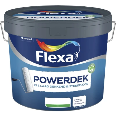 Afbeelding van flexa powerdek muur en plafond wit 5 ltr