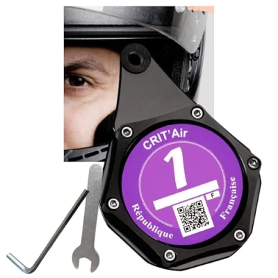 Afbeelding van Mini vignethouder Crit Air Motorfiets discret/waterdicht model met clips (geen schroeven) houder voor critair motorfiets, uitrusting, accessoires scooter (Crit&#039;Air