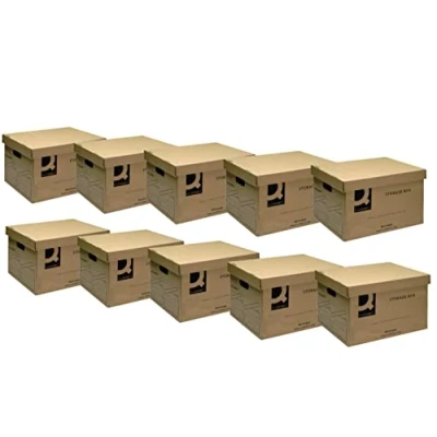 Afbeelding van Q Connect Opbergdoos 335x400x250mm Bruin (Pack van 10)