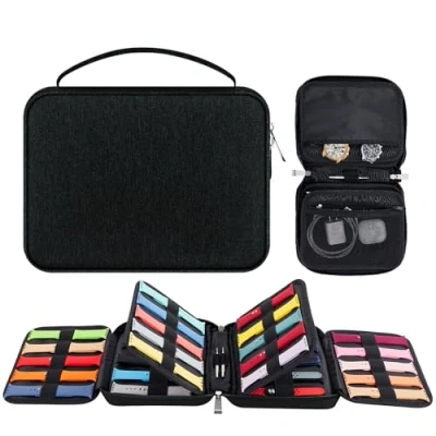 Afbeelding van Enbagold horlogeband organizer tas, uitbreidbare horlogeband, opbergtas voor 40 riemen, waterdicht, nylon, het opbergen van en pinnen (zwart)