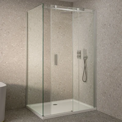 Afbeelding van Saniclear Supreme douchecabine 100x80cm dubbelzijdig Anti kalk RVS