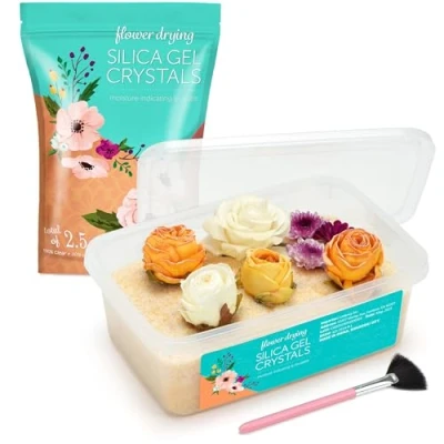 Afbeelding van LotFancy silicagel voor het drogen van bloemen, 1,13 kg, met indicator, herbruikbaar droogmiddel, fijne kristallen &lt; 1 mm bloemen