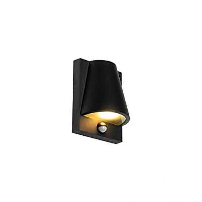 Afbeelding van QAZQA Buitenwandlamp zwart IP44 met bewegingsmelder Femke
