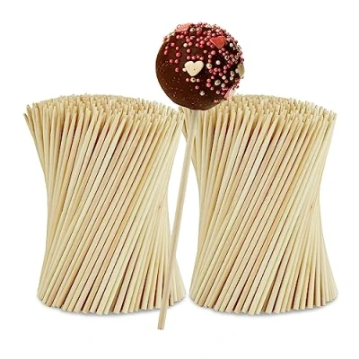Afbeelding van Relaxdays cakepop stokjes set van 600 popcake lollipop sticks bamboe