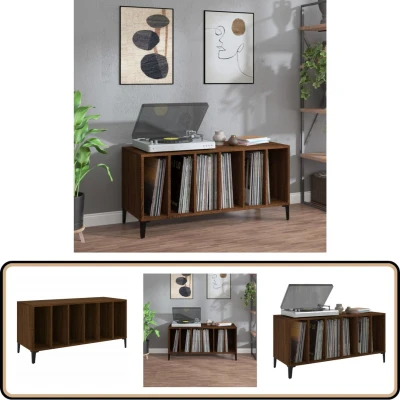 Afbeelding van vidaXL Platenkast 100x38x48 cm bewerkt hout bruin eikenkleur