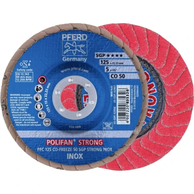 Afbeelding van PFERD 67789125 PFC 125 CO FREEZE 50 SGP STRONG INOX Lamellenschijf Diameter mm Boordiameter 22.23 Legering op kobaltbasis, nikkelbasis,
