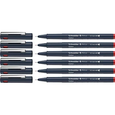 Afbeelding van Schneider Pictus Fineliner (lijndikte 0,2 mm, onuitwisbaar, metalen punt, behuizing van 85% gerecycled kunststof) 6 pack, rood