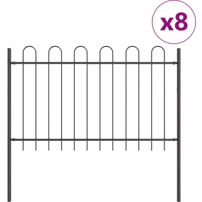 Afbeelding van vidaXL Tuinhek met Boogtop Grijs 13,6x1,2 m Staal