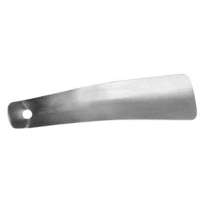 Afbeelding van Platte metalen schoenlepel 15cm schoen aantrekker Nikkel Nico