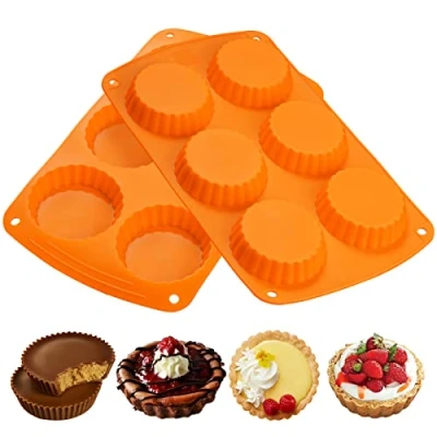 Afbeelding van webake Mini Taart Blikken Siliconen Quiche Mould 2 Stks 3 Inch Pie Tin Pindakaas Cups Tartlet Mallen Ronde Bakvorm
