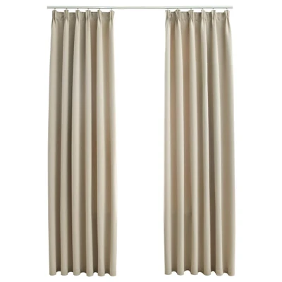 Afbeelding van Gordijnen verduisterend met haken 2 st 140x175 cm beige