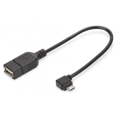 Afbeelding van Digitus USB 2.0 Adapter [1x Micro B stekker 1x bus A] AK 300313 002 S 15.00 cm Rond, Afgeschermd (dubbel), Met OTG functie