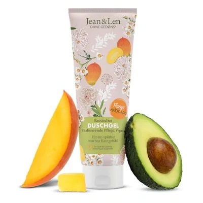 Afbeelding van Jean&amp;Len Exotische douchegel, mango en avocado, vitaliserende formule voor een merkbaar soepel huidgevoel, zachte huidreiniging, zonder parabenen siliconen, vegan, 250 ml