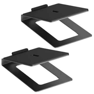 Afbeelding van my wall luidsprekerstandaard voor tafelbladen, HS33 2L, 2 met anti trillingsmat, 16 hellingshoek, belastbaar tot 10 kg, boxstandaard pc boxen of studio monitoren