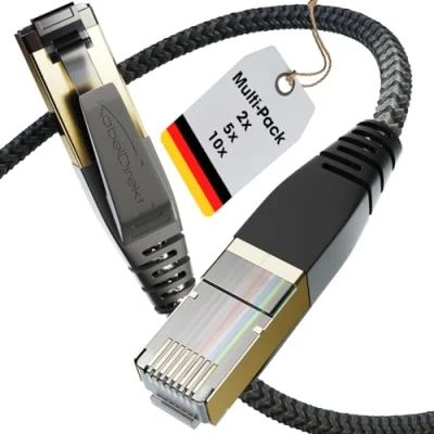 Afbeelding van KabelDirekt Cat 8 Netwerkkabel met Flexibel en Breukbestendig Ontwerp 2x 0,6m (LAN/Ethernet kabel, RJ45 connector, Zendt Gegevenssnelheden Tot 40 Gbit/s, Voor gaming/PS5/Xbox)