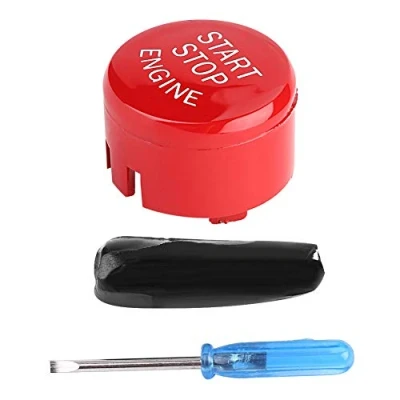 Afbeelding van Motorstart stopknop, start afdekking voor automotor One Button startknop F30 G/F diskette met en stop (rood)