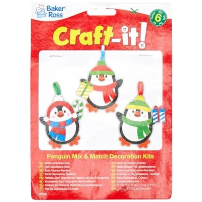 Afbeelding van Baker Ross AT240 Penguin Mix &amp; Match decoratiesets, kerstkunsten en ambachten (6 stuks)