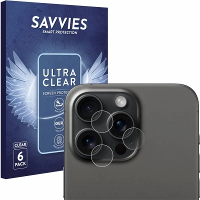 Afbeelding van Savvies (6 Stuks) Schermbeschermer voor Apple iPhone 15 Pro Max (ALLEEN Camera Lens) Screen Protector Ultra Transparant
