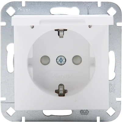 Afbeelding van Kopp HK07 geaard stopcontact, klapdeksel, verhoogde aanraakbeveiliging, kleur: arctisch wit mat (3 stuks)
