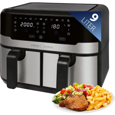 Afbeelding van ProfiCook FR 1242 H Dubbele Heteluchtfriteuse Airfryer 9 liter 2400W