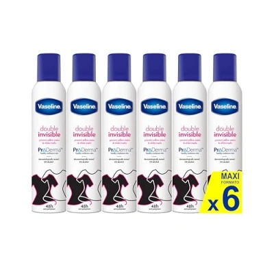 Afbeelding van Vaseline Double Invisible anti transpirant voor dames, 250 ml, 48 uur sweatbescherming &amp; langhoudende frisheid, verpakking van 6 stuks