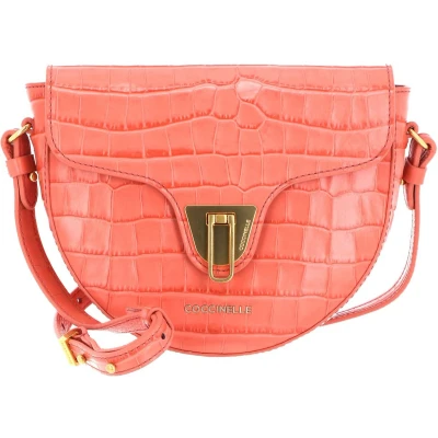 Afbeelding van COCCINELLE Leren Schoudertas Beat Croco Shiny Soft Crossover Bag Geranium Roze