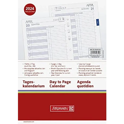 Afbeelding van BRUNNEN Dagkalender BUSINESS 2024 1 pagina = dag A5 wit