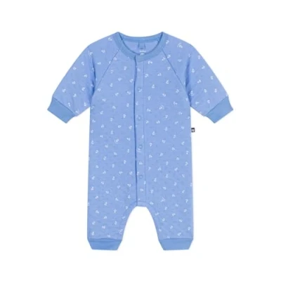 Afbeelding van Petit Bateau Jongens Bape gewatteerd babypak in biologische katoenblend de kleur Blauw, maat: 12 maanden