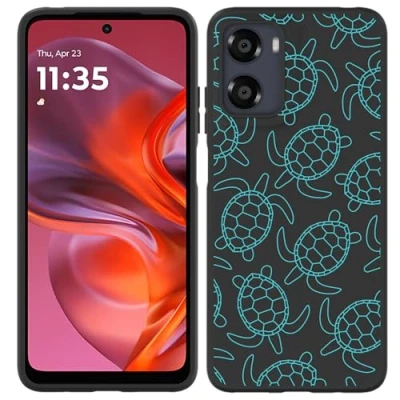 Afbeelding van Cazy Hoesje geschikt voor Motorola Moto E15 Siliconen Zwart Schildpadjes