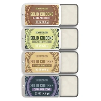 Afbeelding van Viking Revolution Kolonya Solid perfume for men Men&#039;s with cedar wood, clary sage, vetiver, sandalwood Gifts Pack of 4 x 14 g