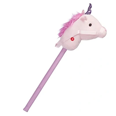 Afbeelding van Relaxdays stokpaard unicorn stokpaardje met geluid eenhoorn roze speelgoed