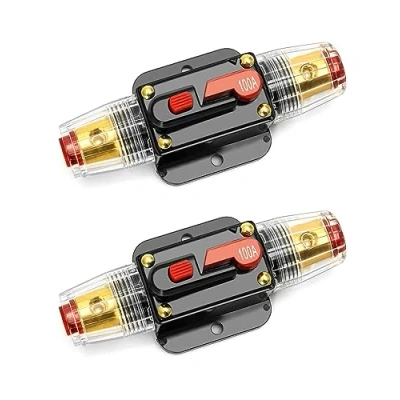 Afbeelding van QWORK® 2 stuks 100A zekeringhouder handmatige reset, autobescherming reset stroomschakelaar met voor stereoschakelaar