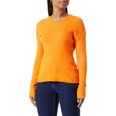 Afbeelding van ONLY Dames Onlcamilla V hals L/S KNT Noos Pullover, Russet Oranje/Detail: melange, XL