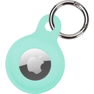 Afbeelding van Hoesje Geschikt voor Apple AirTag Sleutelhanger Houder Siliconen Turquoise