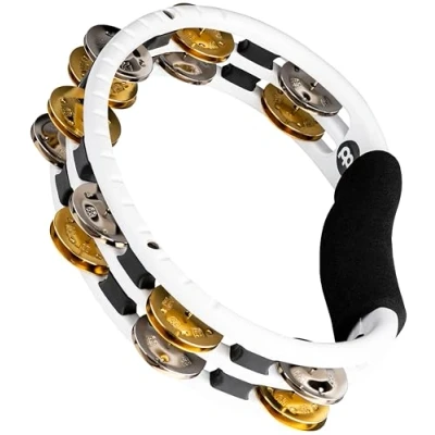 Afbeelding van Meinl TMT1M WH Hand Tambourine, ABS, Messing+Nickelsilver Jingles (Dual Alloy), 2 Rows, Recording Combo, White