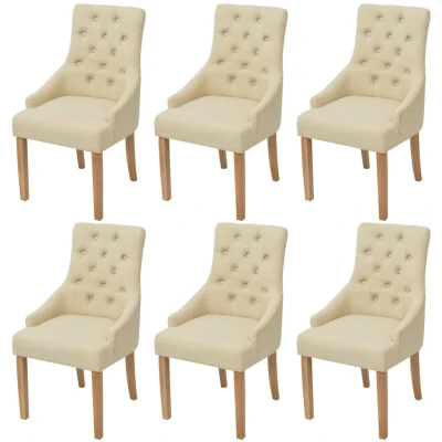 Afbeelding van Eetkamerstoelen 6 st stof crème