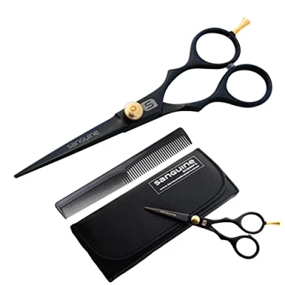 Afbeelding van Professionele kappersschaar 14 cm, diep zwart + val