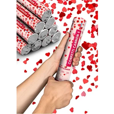 Afbeelding van 10x Confetti Kanonnen Harten Biologisch afbreekbaar FSC® Makkelijk &amp; Veilig te Gebruiken 5 8 Meter Straal