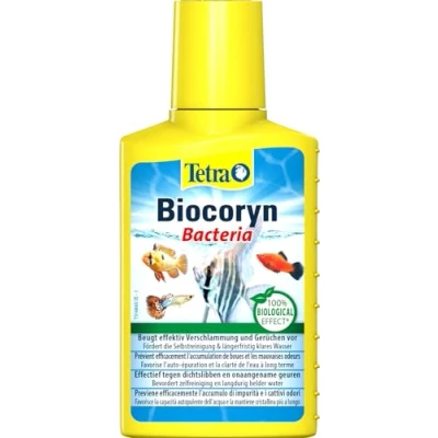 Afbeelding van Tetra Biocoryn waterzuiveringsmiddel voor biologische afbraak van schadelijke stoffen, voorkomt verslimming en geuren in het aquarium, 100 ml