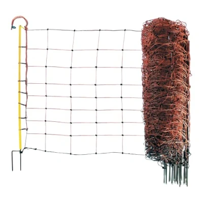 Afbeelding van VOSS.farming schapennet 50 meter, oranje 90cm schrikdraadnet, met opstelpalen dubbele punt