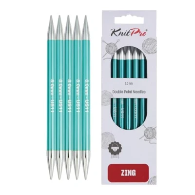 Afbeelding van KnitPro KP47016 Zing: Breipinnen: sets van vijf: dubbel uiteinde: 15 cm x 8,00 mm, aluminium, meerkleurig, 8 mm