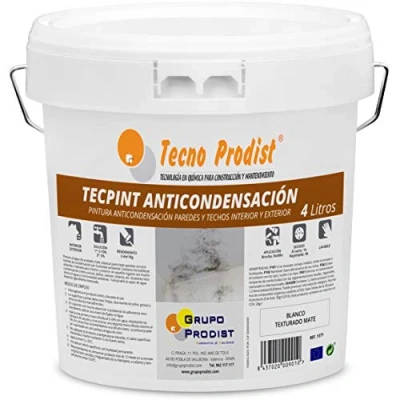 Afbeelding van Tecno Prodist door TECPINT ANTICONDENSACIÓN (4 liter) Anticondens verf op waterbasis voor binnen en buiten Muren plafonds grote dekking Eenvoudig aan te brengen (WIT)