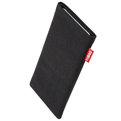 Afbeelding van fitBAG Rave Black Mobile Phone Case voor Apple iPhone 16 Pro Max 6.9&quot; tas van textiel met microvezel voering reinigingsfunctie Made in Germany