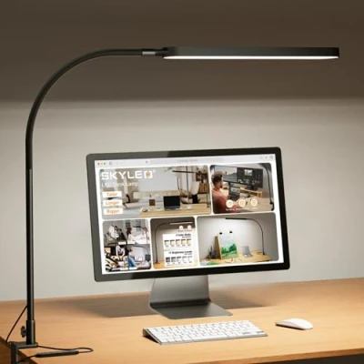 Afbeelding van SKYLEO Bureaulamp 85cm Desk Lamp Flexibele Zwanenhals 5 kleurmodi X 11 helderheidsniveaus 1300LM Timmer en Geheugenfunctie 12W Zwart