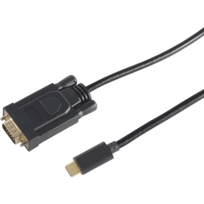 Afbeelding van USB C naar VGA kabel met DP Alt Mode (1920 x 1200) / zwart 1 meter