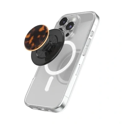 Afbeelding van PopSockets: PopGrip Round voor MagSafe Adapterring inbegrepen Uitbreidende telefoonstandaard en grip met verwisselbaar bovenblad smartphones hoesjes Tortoise