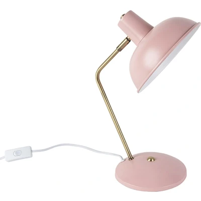 Afbeelding van QAZQA Retro tafellamp roze met brons Milou