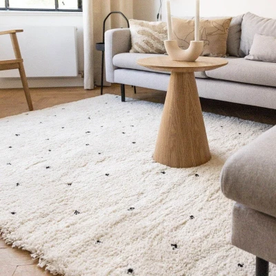 Afbeelding van Vloerkleed hoogpolig Cream/Zwart 160x230cm (M) Dots Interieur05