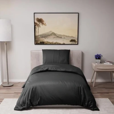 Afbeelding van Dreamzie Dekbedovertrek 135x200 cm met 1 kussensloop 80x80 Zwart Bedset van 100 procent microvezel Gecertificeerd vrij chemicaliën (Oeko TEX)